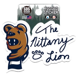 Rugged Sticker Penn State Nittany Lion Mascot head with signature